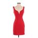 Express Casual Dress - Sheath Plunge Sleeveless: Red Print Dresses - Women's Size 0