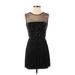BCBGMAXAZRIA Cocktail Dress - Mini High Neck Sleeveless: Black Print Dresses - Women's Size 2