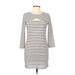 Derek Heart Casual Dress: White Stripes Dresses - Women's Size Large