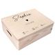 Creative Deco Personalised Wooden Storage Box Baby Memory Box | 40x30x14cm (+/-1cm) | Hinged Lid Handles Engraving | Multiple Choice Birth Baptism | Gift Box | ROUGH UNSANDED Wood Keepsake Souvenir
