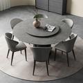 PEPPER CRAB Italian Round Dining Table & Chair Combination Round 59.1" Dining Set Upholstered/Metal in Black/Gray | Wayfair 06CY145XVUECM4LQ9BP