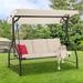 Arlmont & Co. Amadou Adjustable Porch Swing w/ Stand & Outdoor Cover Metal in Brown | 70 H x 71.6 W x 33.4 D in | Wayfair