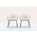 Corrigan Studio® Set of 2 Boucle Fabric Dining Chairs w/ Black Metal Legs_2 Upholstered/Metal in White | 30 H x 23.6 W x 25.2 D in | Wayfair