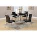 Latitude Run® Dinette 5Pc Dining Set Table & 4X Chairs Glass Table Top PU Upholstered Chairs Kitchen Dining Room Furniture Glass/Metal | Wayfair