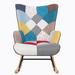 George Oliver Liskeard Rocking Chair Wood/Upholstered/Metal/Solid Wood/Manufactured Wood/Fabric in Black/Blue/Brown | Wayfair