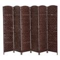 Bay Isle Home™ Fincham 106.25" W x 70.75" H 6 - Panel Solid Wood Folding Room Divider Wood in White/Brown | 70.75 H x 106.25 W x 0.75 D in | Wayfair