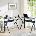 Inbox Zero Mareck L-Shaped Desk Wood in Brown/Gray | 29.5 H x 49.2 W x 49.2 D in | Wayfair 0049BFDFC35E4692983289F38F6B0C2E