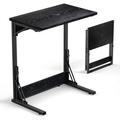 Ebern Designs 24" Folding C Shaped End Table, Small Sofa Side Laptop Desk, Couch TV Tray Table For Living Room, Bedroom in Black | Wayfair