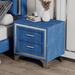 2-Drawer Sofa Side Table Velvet Bedside Table Mid Century Nightstand with Metal Legs for Bedroom Bedside Cabinet, Blue