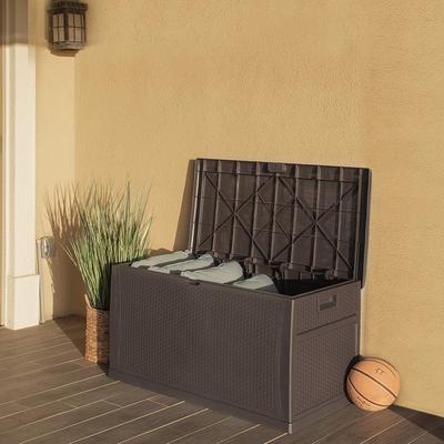 Deck Box 120 Gallon Outdoor Patio Storage Bench Shed Cabinet Container Furniture Pools Yard Tools Porch Backyard