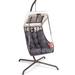 Swing Egg Chair with Stand Indoor Outdoor, UV Resistant Black Cushion Hanging Chair with Cup Holder for Patio