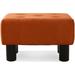 Small Foot Stool, Velvet Tufted Footrest with Plastic Legs,Brown - Brown