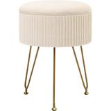 Round Storage with Tray, Vanity Stool with Storage,White - White