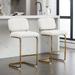2 Counter Height Barstools,Armless Chairs with Gold Metal Chrome Base for Dining Room,Upholstered Boucle Fabric Counter Stools