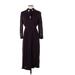 Burberry Casual Dress - Midi Tie Neck 3/4 sleeves: Purple Solid Dresses - Women's Size 4