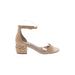 Steve Madden Heels: Tan Print Shoes - Women's Size 7 1/2 - Open Toe