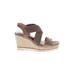 Kelly & Katie Wedges: Brown Print Shoes - Women's Size 6 1/2 - Open Toe