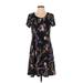 MSK Casual Dress - Mini Scoop Neck Short sleeves: Black Print Dresses - Women's Size Small