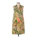 Lands' End Casual Dress - Shift V-Neck Sleeveless: Orange Dresses - Women's Size 2