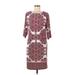 London Times Casual Dress - Shift: Burgundy Floral Motif Dresses - Women's Size 6