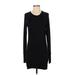 Athleta Casual Dress - Bodycon Crew Neck Long sleeves: Black Solid Dresses - Women's Size 2X-Small
