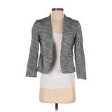 Ann Taylor LOFT Blazer Jacket: Short Gray Marled Jackets & Outerwear - Women's Size 0 Petite