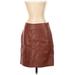 Ann Taylor LOFT Faux Leather Mini Skirt Mini: Brown Print Bottoms - Women's Size 4 Petite