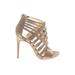 Jessica Simpson Heels: Gladiator Stilleto Cocktail Party Tan Solid Shoes - Women's Size 7 - Open Toe