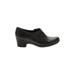 Clarks Ankle Boots: Slip On Chunky Heel Minimalist Black Solid Shoes - Women's Size 8 1/2 - Round Toe