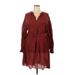 Refinity by City Chic Casual Dress - Mini V-Neck 3/4 sleeves: Burgundy Solid Dresses - New - Women's Size 20