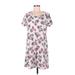 Lands' End Casual Dress - Mini Scoop Neck Short sleeves: Pink Print Dresses - Women's Size Medium