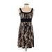 Donna Ricco Cocktail Dress - A-Line Scoop Neck Sleeveless: Brown Color Block Dresses - Women's Size 10 Petite