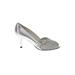 Stuart Weitzman Heels: Slip-on Stilleto Glamorous Silver Shoes - Women's Size 7 1/2 - Almond Toe
