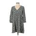 Madewell Casual Dress - Mini V Neck 3/4 sleeves: Green Floral Dresses - Women's Size Small