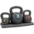 Kettlebell 2/4/8 kg - 3er-Set Kettlebell - pvc - Set mit verschiedenen Gewichten - Schwarz - black