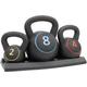 Kettlebell 2/4/8 kg - 3er-Set Kettlebell - pvc - Set mit verschiedenen Gewichten - Schwarz - black