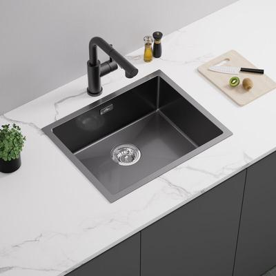 Auralum Edelstahl Küchenspüle 55 x 44 cm Spülbecken Küche, für Edelstahlspüle ab 60er-Schrank, Image