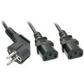 Strom Y-Kabel [1x Schutzkontakt-Stecker - 2x Kaltgeräte-Buchse C13] 2.00 m Schwarz - Lindy