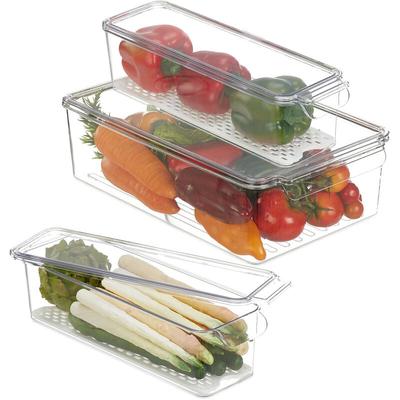Relaxdays - Kühlschrank Organizer, 3er Set Kühlschrankeinsätze, 2 Größen, Kühlschrankboxen mit Image