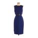 BCBGMAXAZRIA Cocktail Dress - Sheath Crew Neck Sleeveless: Blue Print Dresses - Women's Size 0