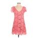 BB Dakota Casual Dress - Mini Plunge Short sleeves: Pink Dresses - Women's Size Small
