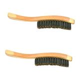 Shoe Polish Brush Badger Hair 2 Pcs Long Handle Styling Comb for Men Beard Accessories Man