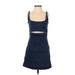 Zara Casual Dress - A-Line Square Sleeveless: Blue Marled Dresses - Women's Size X-Small