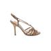 Jimmy Choo Heels: Slingback Stilleto Boho Chic Tan Print Shoes - Women's Size 37 - Open Toe