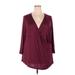 Lane Bryant Long Sleeve Top Burgundy Plunge Tops - Women's Size 26 Plus