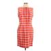 Natural Instincts Casual Dress - Sheath Crew Neck Sleeveless: Orange Plaid Dresses - Women's Size 10