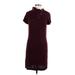DressBarn Casual Dress - Sweater Dress High Neck Short sleeves: Burgundy Solid Dresses - Women's Size Medium