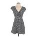 Abercrombie & Fitch Casual Dress - Mini V-Neck Short sleeves: Black Floral Dresses - Women's Size X-Small