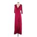 Kiyonna Casual Dress - Wrap: Burgundy Dresses - Women's Size 0 Plus