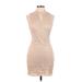 BCX dress Cocktail Dress - Mini High Neck Sleeveless: Tan Solid Dresses - Women's Size Medium